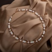 İnci-Hematit Doğal Taş Gümüş Kolye - 2