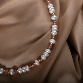 İnci-Hematit Doğal Taş Gümüş Kolye - 4