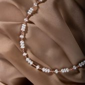 İnci-Hematit Doğal Taş Gümüş Kolye - 6