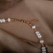 İnci-Hematit Doğal Taş Gümüş Kolye - 7