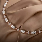 İnci-Hematit Doğal Taş Gümüş Kolye - 8