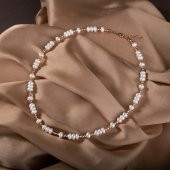 İnci-Hematit Doğal Taş Gümüş Kolye - 10