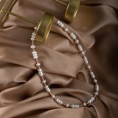 İnci-Hematit Doğal Taş Gümüş Kolye - 11