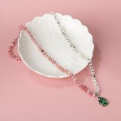 Afrika Turkuaz-Pembe Kuvars-Ay Taşı Doğal Taş Kolye - 2