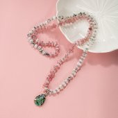 Afrika Turkuaz-Pembe Kuvars-Ay Taşı Doğal Taş Kolye - 3