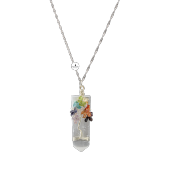 Kristal Kuvars Çakra Gümüş Kolye Ametist, Bordo Granat Lal, Jasper, Kristal Kuvars, Lapis Lazuli - 1