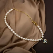 Mozaik Lapis Lazuli Taşlı İnci Doğal Taş Paper Clip Gümüş Kolye - 54cm - 2