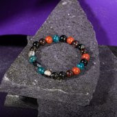 Başak Burcu Bileklik Bordo Granat Lal, Dumanlı Kuvars, Golden Obsidyen, Jasper, Mavi Apatit, Siyah Göz Akik - 2