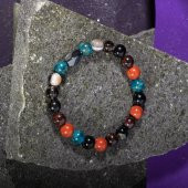 Başak Burcu Bileklik Bordo Granat Lal, Dumanlı Kuvars, Golden Obsidyen, Jasper, Mavi Apatit, Siyah Göz Akik - 8