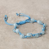 Akuamarin Natürel Kesim Doğal Taş Makrome Bileklik thumbnail 2