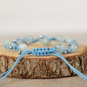 Akuamarin Natürel Kesim Doğal Taş Makrome Bileklik thumbnail 9