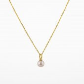 İnci Doğal Taş Gümüş Tasarım Zincir Kolye - 50cm - 5