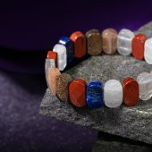 Yay Burcu Bileklik Ay Taşı, Bronzit, Güneş Taşı, Jasper, Lapis Lazuli, Selenit - 6