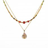 Çakra-İnci Doğal Taş Kolye Seti-Ay Taşı-Ametist-Lapis-Amazonit-Yeşim-Güneş Taşı-Jasper-Akik - 1