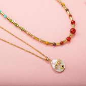 Çakra-İnci Doğal Taş Kolye Seti-Ay Taşı-Ametist-Lapis-Amazonit-Yeşim-Güneş Taşı-Jasper-Akik - 4