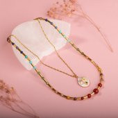 Çakra-İnci Doğal Taş Kolye Seti-Ay Taşı-Ametist-Lapis-Amazonit-Yeşim-Güneş Taşı-Jasper-Akik - 9