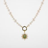 İnci-Zebercet Doğal Taş Gümüş Kolye - 1