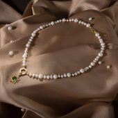 İnci-Zebercet Doğal Taş Gümüş Kolye - 4