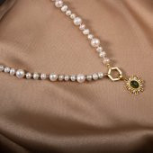 İnci-Zebercet Doğal Taş Gümüş Kolye - 12