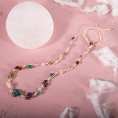 Başak Burcu Kolye Ametist, Bordo Granat Lal, Jasper, Mavi Apatit, Pembe Kuvars, Yeşil Aventurin, Zebercet (Peridot) - 5