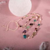 Başak Burcu Kolye Ametist, Bordo Granat Lal, Jasper, Mavi Apatit, Pembe Kuvars, Yeşil Aventurin, Zebercet (Peridot) - 8