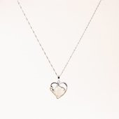 Ay Taşı Doğal Taş Kalpli Kolye, Gümüş Zincir - 2