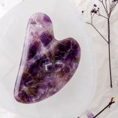 Ametist Taşı Gua Sha Yüz Masaj Taşı Kalpli - 8