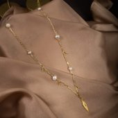 İnci Doğal Taş Gümüş Kolye - 3