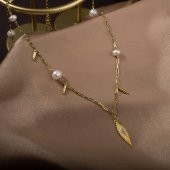 İnci Doğal Taş Gümüş Kolye - 6