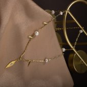 İnci Doğal Taş Gümüş Kolye - 7