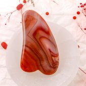 Kırmızı Akik Taşı Gua Sha Yüz Masaj Taşı Kalpli - 6