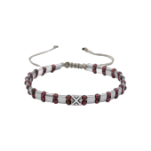 Bordo Granat Lal-Hematit Doğal Taş Erkek Makrome Bileklik - 6