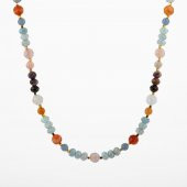 Anjelit-Morganit-Pembe Kuvars-Renkli Turmalin-Ay Taşı-Turuncu Aventurin-Akuamarin-Madagaskar Akik Doğal Taş Kolye - 1