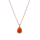 Kırmızı Akik Doğal Taş Rose Gümüş Damla Kolye - 1