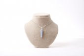 Akuamarin Doğal Taş Kolye Ucu 3x1 cm, Gümüş Zincir - 2