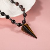 Kaplan Gözü-Obsidyen-Dragon Jasper-Hematit Doğal Taş Kolye - 7