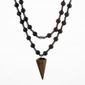 Kaplan Gözü-Obsidyen-Dragon Jasper-Hematit Doğal Taş Kolye - 1
