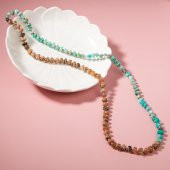 Amazonit-Güneş Taşı-Hematit Doğal Taş Kolye - 2