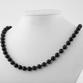 Nuummite 8 mm Düğümlü Doğal Taş Kolye - 2