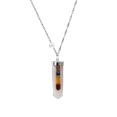 Pembe Kuvars Çakra Gümüş Kolye Ametist, Jasper, Labradorit, Lapis Lazuli, Pembe Kuvars - 1