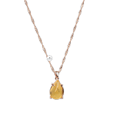 Sitrin Doğal Taş Rose Gümüş Damla Kolye - 1