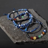 Çakra-Lapis Bileklik Seti Ametist, Kaplan Gözü, Akik, Kuvars, Lapis - 8