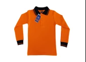 Polo Yaka Tişört çocuk uzun kol siyah çizgi yaka Turuncu Okul Tişört/t-shirt - 1