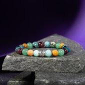 Başak Burcu Bileklik Amazonit, Bordo Granat Lal, Jasper, Krizokol, Mavi Apatit, Siyah Göz Akik, Yeşil Aventurin thumbnail 1