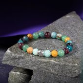 Başak Burcu Bileklik Amazonit, Bordo Granat Lal, Jasper, Krizokol, Mavi Apatit, Siyah Göz Akik, Yeşil Aventurin thumbnail 10