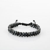 Karlı Obsidyen 4mm Çift Sıra Doğal Taş Bileklik - 8
