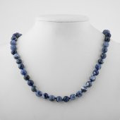 Sodalit 8 mm Düğümlü Doğal Taş Kolye - 1