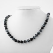 Karlı Obsidyen 8 mm Düğümlü Doğal Taş Kolye - 2