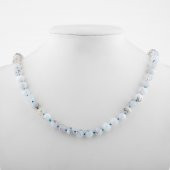 Mavi Akik 8 mm Düğümlü Doğal Taş Kolye - 1