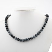 Karlı Obsidyen 8 mm Dizi Doğal Taş Kolye - 2